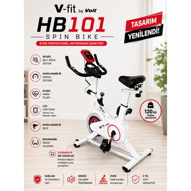 Voit V-Fit By Voit HB101 Beyaz Spin Bike Taşınabilir, Direnci Ayarlanabilir, Elden Nabız Ölçer, Sessiz fiyatı ve görseli