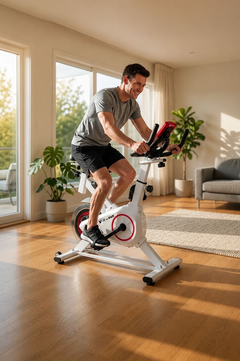 Voit V-Fit By Voit HB101 Beyaz Spin Bike Taşınabilir, Direnci Ayarlanabilir, Elden Nabız Ölçer, Sessiz — 6. ürün görseli