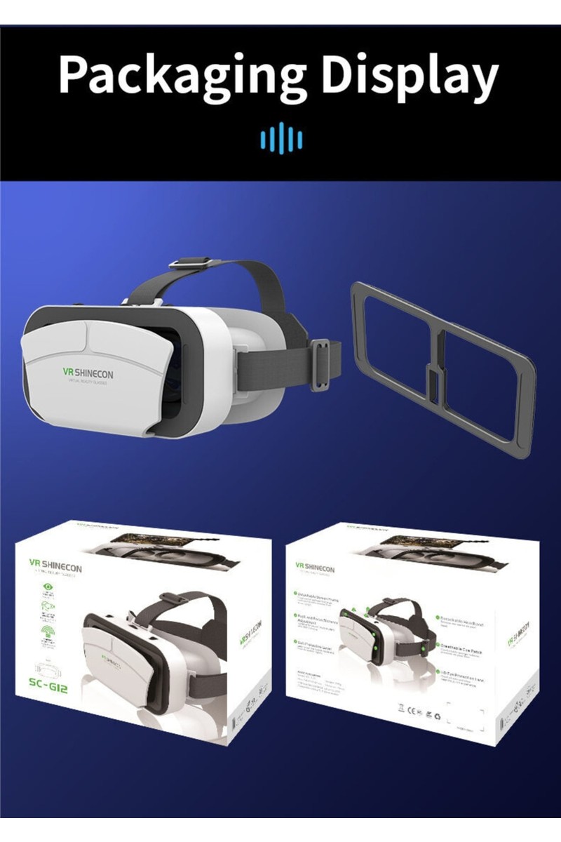 VR VR SHINECON G12 3D Sanal Gerçeklik Gözlüğü Siyah 4.5-7.0 Inch Geniş Ekran Desteği ile Konforlu Kullanım — 2. ürün görseli