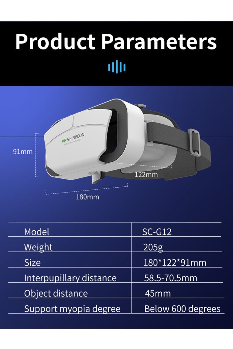 VR VR SHINECON G12 3D Sanal Gerçeklik Gözlüğü Siyah 4.5-7.0 Inch Geniş Ekran Desteği ile Konforlu Kullanım — 3. ürün görseli