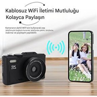 Wair Teknoloji Wair Teknoloji 5K Ultra HD Vlog Kamera 75MP Wifi 18X Zoom Özellikleri ile Yüksek — 2. ürün görseli