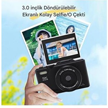 Wair Teknoloji Wair Teknoloji 5K Ultra HD Vlog Kamera 75MP Wifi 18X Zoom Özellikleri ile Yüksek — 5. ürün görseli