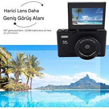 Wair Teknoloji Wair Teknoloji 5K Ultra HD Vlog Kamera 75MP Wifi 18X Zoom Özellikleri ile Yüksek — 6. ürün görseli