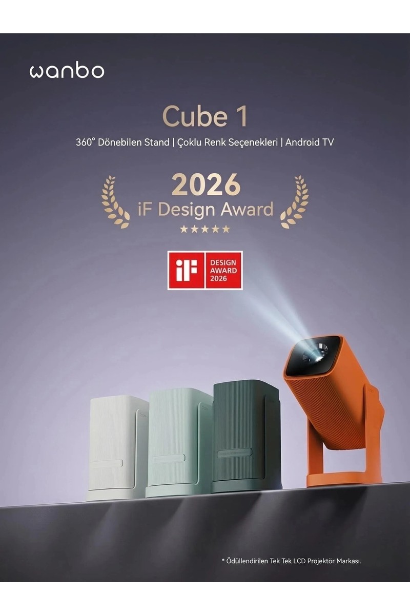 Wanbo Wanbo Cube1 Projeksiyon Cihazı-Dahili Android TV 11.0 Widevine L1 sertifikalı & 8W Hoparlör - Açık mavi — 2. ürün görseli