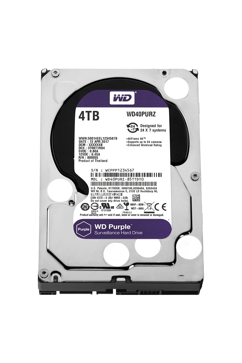 WD Purple 4TB 3,5" SATA III 6Gbit/s 64MB 7/24 Güvenlik Kamerası Diski WD40PURZ