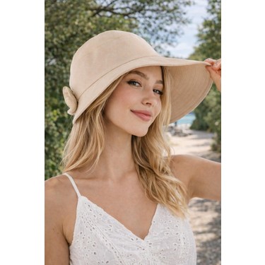 Wearflawless Wearflawless Kadın Keten Bucket Fiyonklu Yazlık Plaj Şapkası, Ayarlanabilir Geniş Kenarlı Tatil — 2. ürün görseli