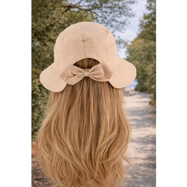 Wearflawless Wearflawless Kadın Keten Bucket Fiyonklu Yazlık Plaj Şapkası, Ayarlanabilir Geniş Kenarlı Tatil — 3. ürün görseli