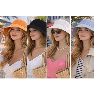 Wearflawless Wearflawless Kadın Keten Bucket Fiyonklu Yazlık Plaj Şapkası, Ayarlanabilir Geniş Kenarlı Tatil — 5. ürün görseli