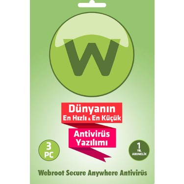 Webroot Webroot SecureAnywhere Antivirus 3 Kullanıcı 1 fiyatı ve görseli