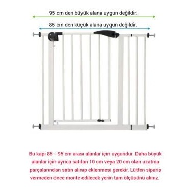 WellGro WellGro Güvenlik Kapısı 86-95 cm Arası Kullanım İmkanı Beyaz Renkli Güvenlik — 2. ürün görseli