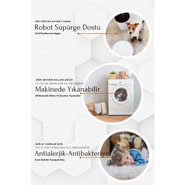 West Home West Home Makinede Yıkanabilir Kaymaz Taban Leke Tutmaz Modernkesme Yolluk Mutfak Yolluk Halı — 2. ürün görseli