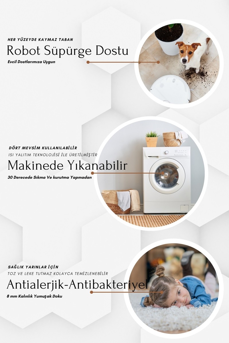 West Home West Home Makinede Yıkanabilir Kaymaz Taban Leke Tutmaz Modernkesme Yolluk Mutfak Yolluk Halı — 5. ürün görseli