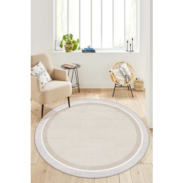 West Home West Home Makinede Yıkanabilir Kaymaz Taban Leke Tutmaz Yuvarlak Bej Mutfak Halısı Salon Halısı ve fiyatı ve görseli