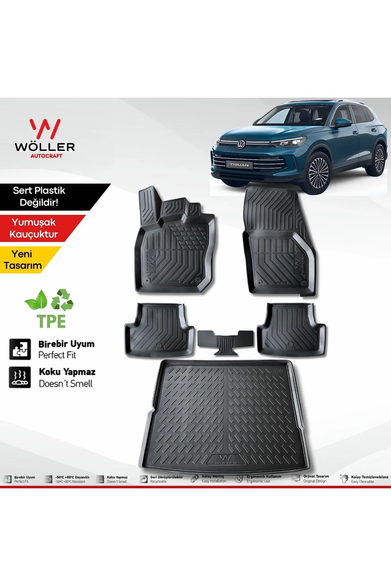 Wöller Wöller Volkswagen Tiguan Paspas Bagaj Havuzu Set 2024 2026 Arası Uyumlu 3d Ultraflex — 3. ürün görseli