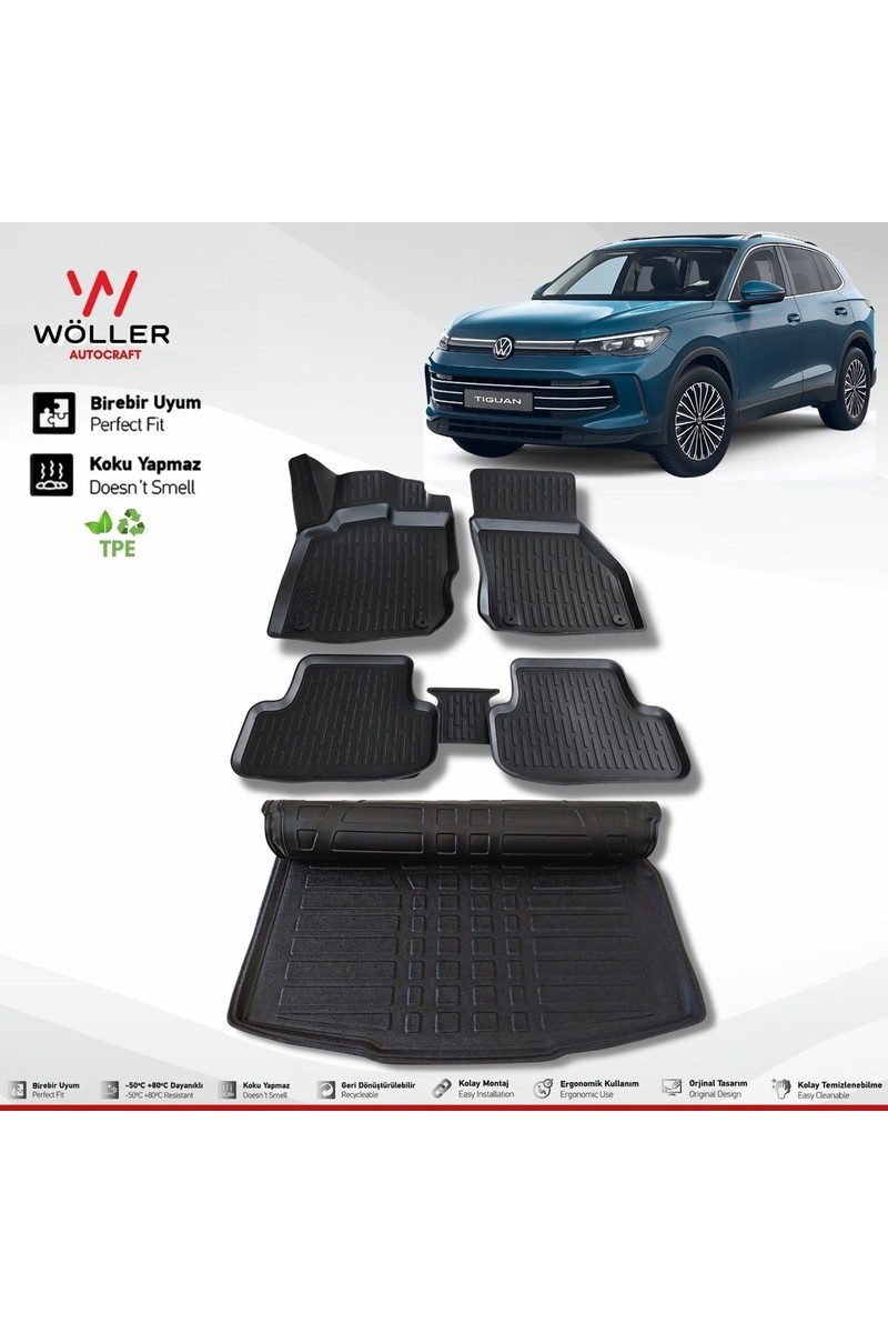 Wöller Wöller Volkswagen Tiguan Paspas Bagaj Havuzu Set 2024 2026 Arası Uyumlu 3d Ultraflex — 6. ürün görseli
