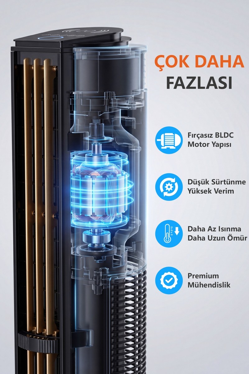 Womidi Womidi 60W Sessiz Pervanesiz Kule Tipi Vantilatör Serinletici Dikey Uzaktan Kumandalı Aromaterapi Zaman Ayarlı TF-K4003RD — 3. ürün görseli