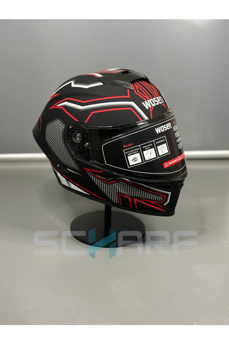 Wosen WS-202 Güneş Vizörlü Çene Açılır Kask Hafif ABS Kabuk ile Şık Tasarım L Beden