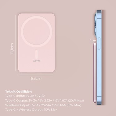 Woyax Woyax By Deji Magsafe Powerbank 5000 mAh 20w Hızlı Taşınabilir Şarj Cihazı Batarya iPhone 12 13 14 — 4. ürün görseli