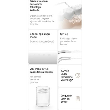 Xiaomi Xiaomi Water Flosser 2 Şarjlı Ağız Duşu – 2 Başlıklı, Basınç Dengeleme, Yüksek Frekans ve Uzun Pil — 3. ürün görseli