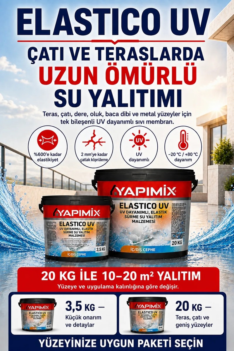 Yapımix Yapımix Elastico Uv – Uv Dayanımlı Süper Elastik Sıvı Membran, Çatı Teras Su Yalıtım ve Izolasyon — 5. ürün görseli