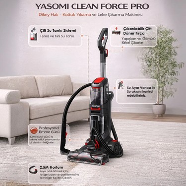 Yasomi Yasomi VCW95 Clean Force Pro Dikey Halı Koltuk Yıkama ve Leke Çıkarma fiyatı ve görseli