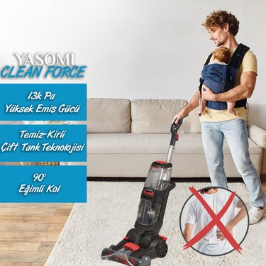 Yasomi Yasomi VCW95 Clean Force Pro Dikey Halı Koltuk Yıkama ve Leke Çıkarma — 6. ürün görseli