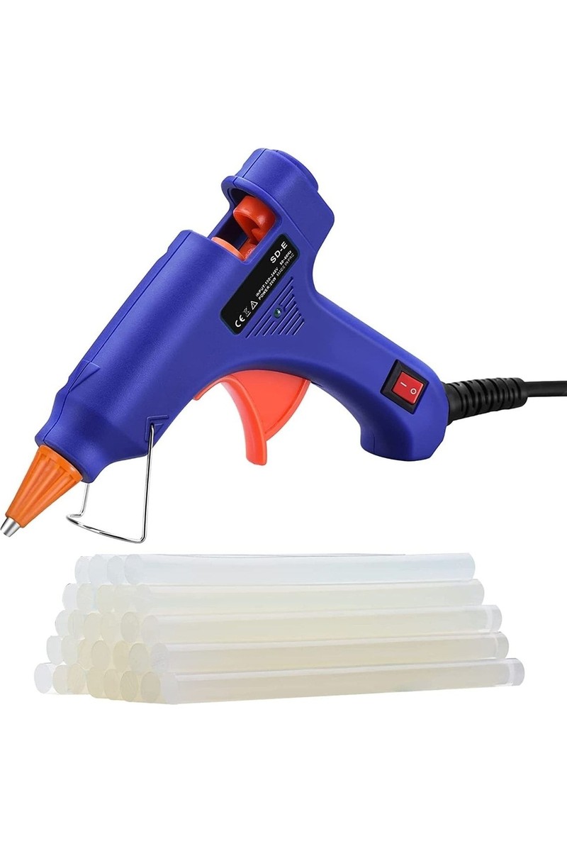 YDGR 20W Anahtarlı Ergonomik Silikon Tabancası - 7 mm Şeffaf Mum Çubukları ile 10 Adet Hediye Paketi