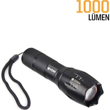 YDS YDS TACTICAL Siyah El Feneri 1000 Lümen Yüksek Güçlü Alüminyum Malzeme ile Su fiyatı ve görseli
