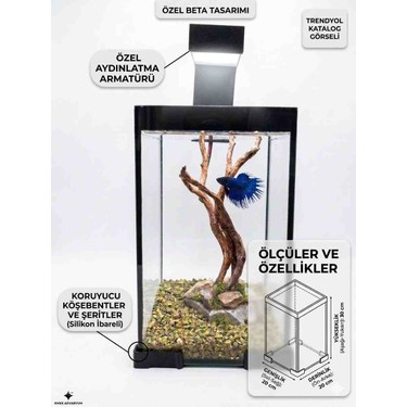 Bollmix Yeni Nesil Armatürlü Nano Akvaryum Beta House 20 x 20 x fiyatı ve görseli