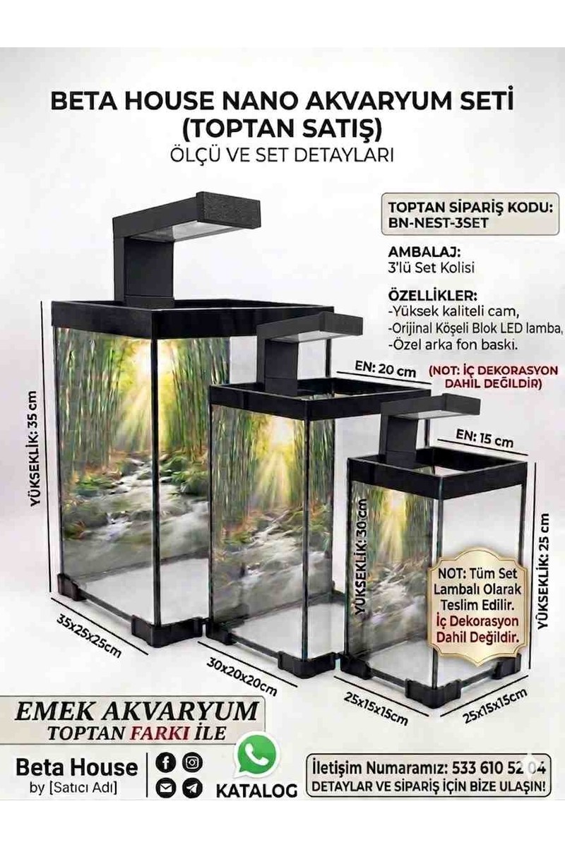 Bollmix Yeni Nesil Armatürlü Nano Akvaryum Beta House 20 x 20 x — 5. ürün görseli