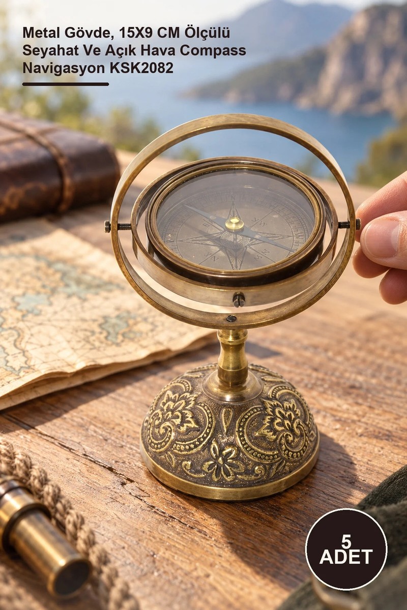 Yenilig Yenilig 5 Adet Pirinç Pusula – Metal Gövde, 15X9 cm Ölçülü Seyahat ve Açık Hava Compass Navigasyon — 3. ürün görseli