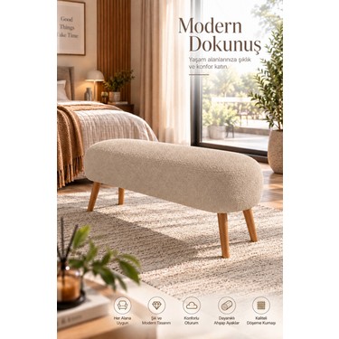 Yg Decor Yg Decor Lona Bukle Kumaş Modern Bench Puf Çok Amaçlı Yatak Ucu ve Antre — 4. ürün görseli