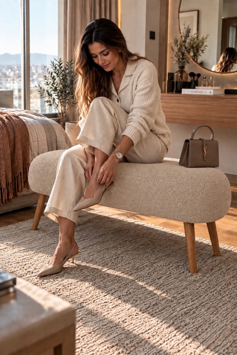 Yg Decor Yg Decor Lona Bukle Kumaş Modern Bench Puf Çok Amaçlı Yatak Ucu ve Antre — 6. ürün görseli