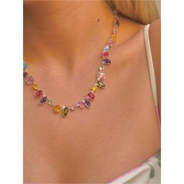 Youes Jewelry Youes Jewelry Gema Kolye ve Bileklik Seti Zirkon Renkli Taşlı Kolye ve — 2. ürün görseli