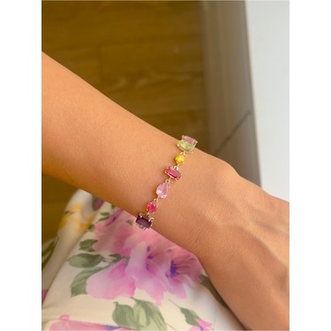 Youes Jewelry Youes Jewelry Gema Kolye ve Bileklik Seti Zirkon Renkli Taşlı Kolye ve — 4. ürün görseli