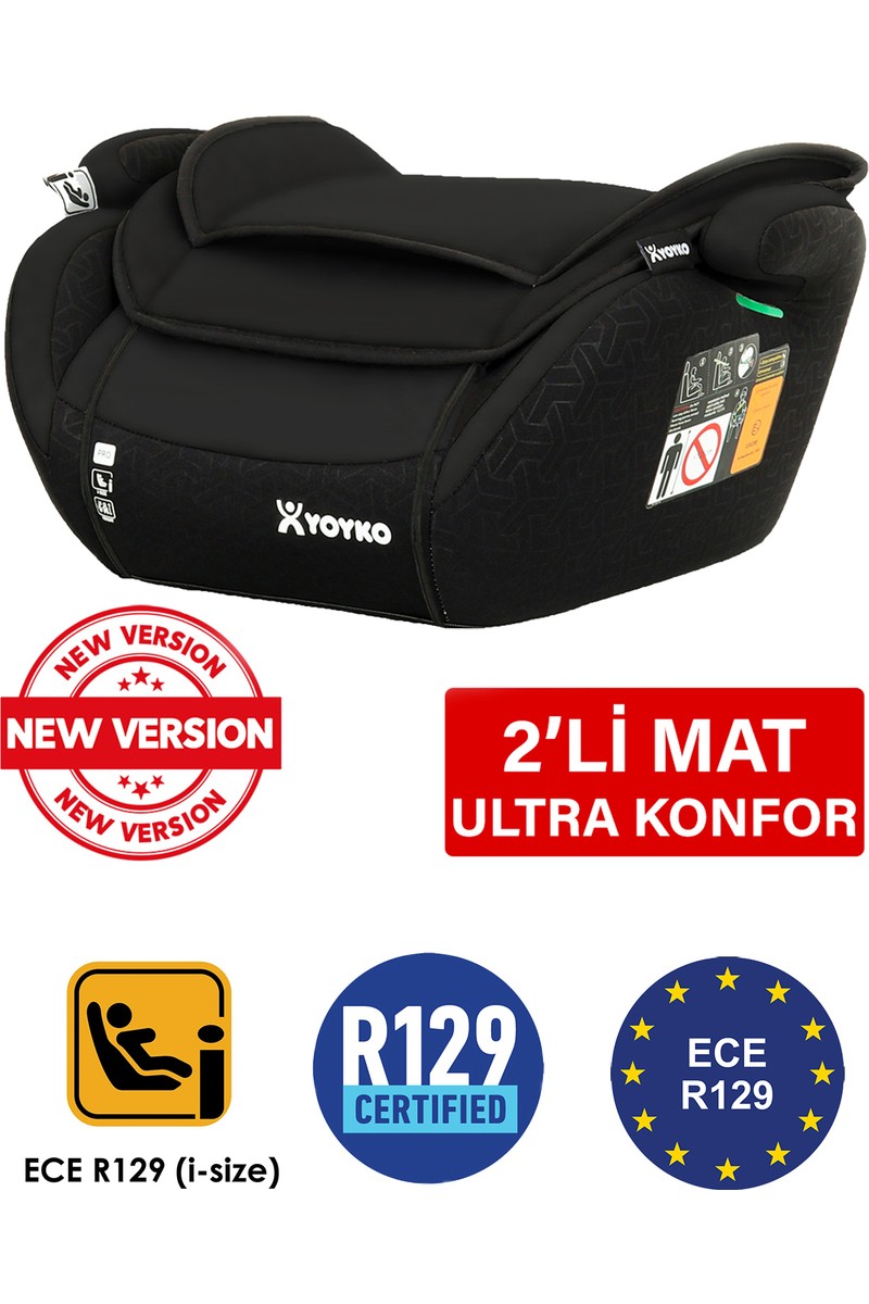 Yoyko 15-36 kg Oto Koltuğu Yükseltici I-Size Premium Booster Siyah ISOFIX YOKTUR
