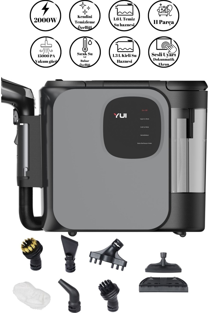 Yui Yui X300 Pro Max 2000 W Buharlı Halı ve Koltuk Yıkama Makinesi-Buharlı Temizlik — 5. ürün görseli