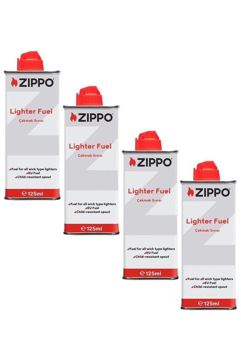 Zippo Çakmak Ikmal Seti 4 Bidon Benzin SET4X Metal Alaşım Özellikli Çakmak Yakıtı Beyaz Renk