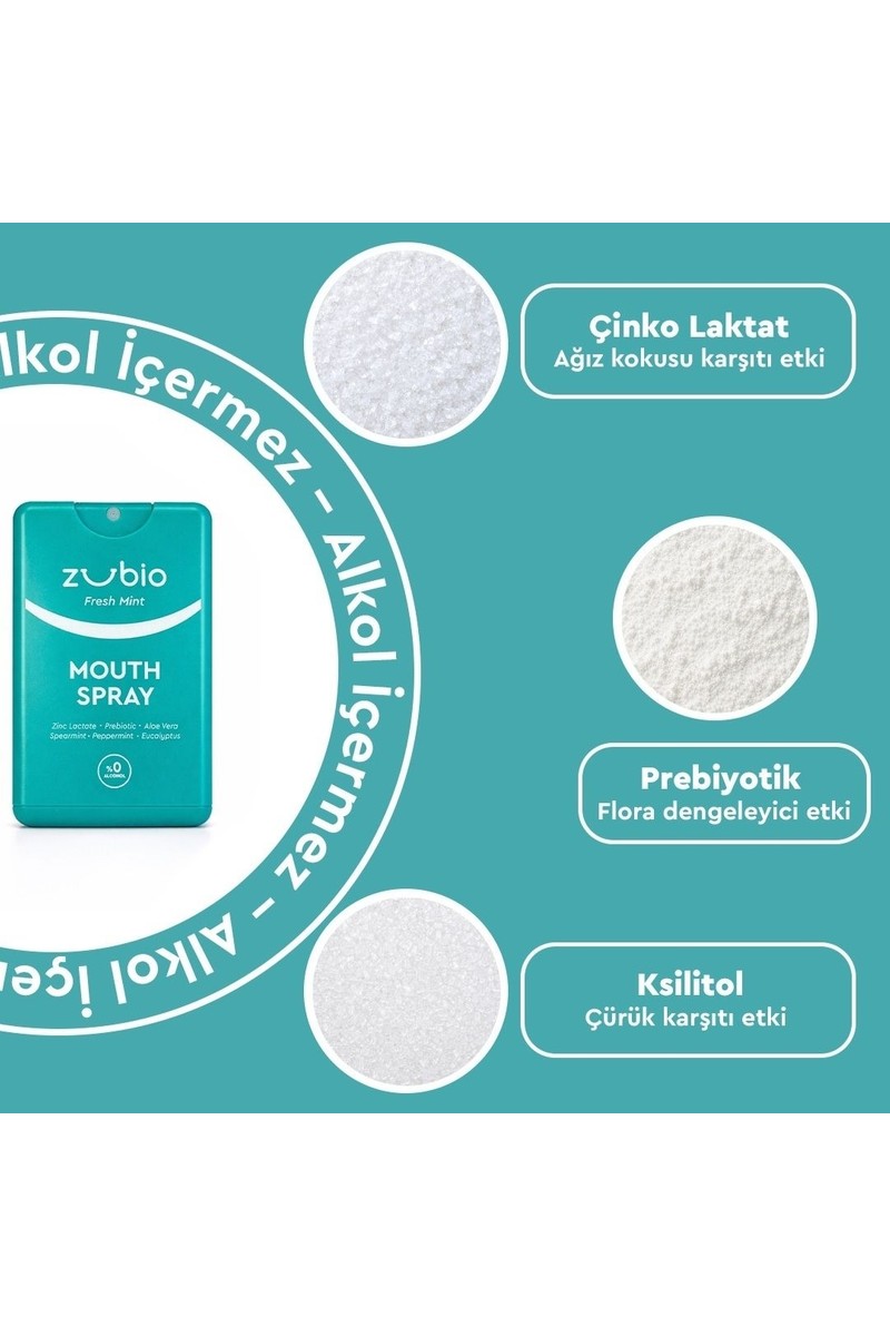Zubio Zubio Ağız Kokusu Giderici ve Önleyici Sprey | Çinko | Prebiyotik | Alkolsüz | 20 ml — 3. ürün görseli