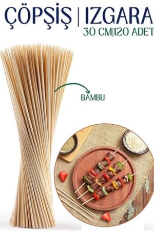 Izgara Çöp Şiş Çubukları 30 cm Bambu 120 Adet. Kişisel Ürünler ve Piknik Outdoor.
