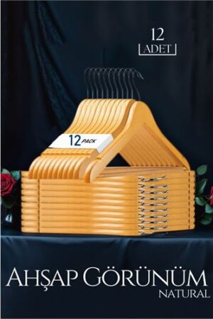 Natural Ahşap Görünüm 12 li Askı Seti Schönbuch Design. Ev Ürünleri ve Askılar.