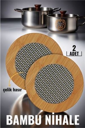 2 li Bambu Çelik Telli Nihale Falper Design. Mutfak Ürünleri ve Mutfak Ekipmanları.