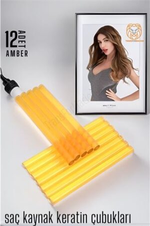 Nano Keratin Kaynak Çubukları 12 ADET AMBER Absolute. Kuaför Berber ve Röfle Perma Bigudi.