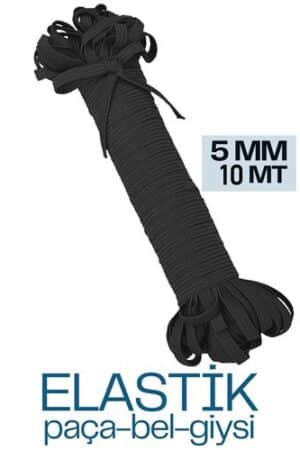 Yassı Bel Paça Giysi Lastiği 10 Mt 5 mm SİYAH. Kişisel Ürünler ve Giyim.