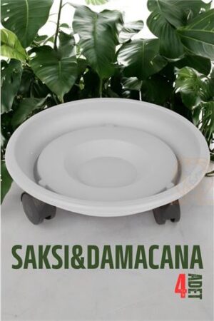 Tekerlekli Saksı Altığı 4 ADET 37 CM BEYAZ. Oto-Hırdavat ve Oto ve Hırdavat Ürünleri.