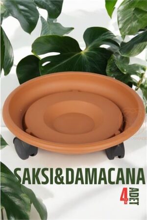 Tekerlekli Saksı Altığı 4 ADET 37 CM KAHVE. Oto-Hırdavat ve Oto ve Hırdavat Ürünleri.