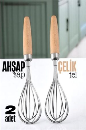 Ahşap Saplı Çelik Çırpıcı - Yumurta ve Sos Çırpıcı