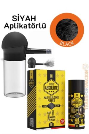 Aplikatörlü Saç Dolgunlaştırıcı Fiber Topik Toz SİYAH 50 Gram. Kişisel Ürünler ve Kişisel Ürünler.