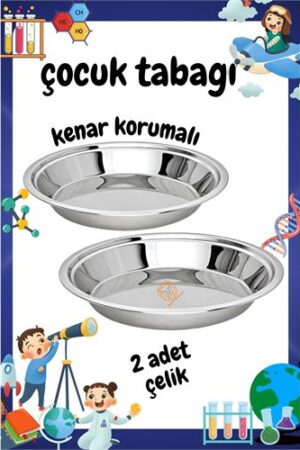 Çocuk Tabağı Güvenli Kenarlı Çelik 2 Adet 21 cm. Mutfak Ürünleri ve Mutfak Ekipmanları.