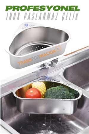 Inox Lavabo Köşe Süzgeci Organizer 304 Paslanmaz Çelik. Mutfak Ürünleri ve Bulaşık Yardımcıları.